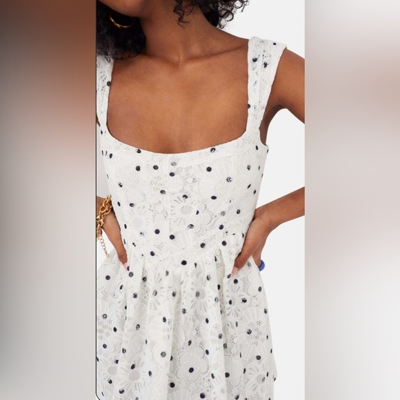 NWT For Love & Lemons Donna Mini Dress Black and White Size Medium - Picture 3 of 8